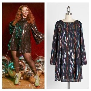 New ModCloth Northern Lights and Iridescent Skies Shift Dress Jacquard Rainbow S